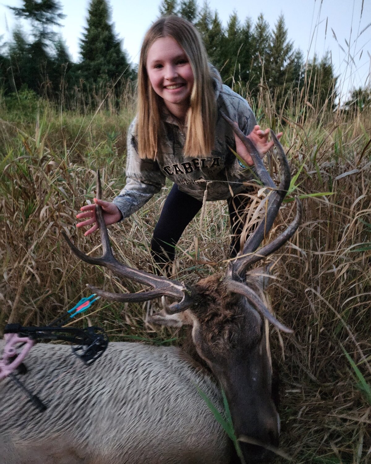 "Addisyn Olson filled her tags yesterday by bagging this amazing 6x7 bull and a deer the same evening during her first archery season in Centralia on her family’s property,” wrote Tonya Olson, who submitted this photo. The Chronicle publishes hunting and fishing photos, along with photos from other outdoor adventures in our area. To be included, send photos and information to news@chronline.com.